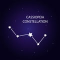 The constellation of Cassiopeia with bright stars. Vector illustration. Royalty Free Stock Photo