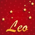 Constellation Leo over red starry background Royalty Free Stock Photo