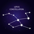 The constellation Lepus with bright stars. Vector illustration.