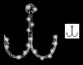 Bright Net Double Fish Hook Mesh Icon with Glare Spots Royalty Free Stock Photo