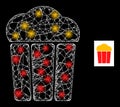 Bright Network Popcorn Bucket Mesh Icon with Constellation Nodes