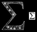 Bright Network Sigma Greek Letter Mesh Icon with Constellation Nodes