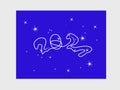 Constellation 2021. New year galaxy, holiday asterism. Hand draw illustration blue
