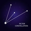 The constellation Pictor with bright stars. Vector illustration. Royalty Free Stock Photo