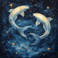 Constellation Pisces zodiac. Fishes. AI generative Royalty Free Stock Photo