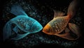 Constellation Pisces, zodiac. Fishes. AI generative. March