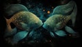 Constellation Pisces, zodiac. Fishes. AI generative. March Royalty Free Stock Photo