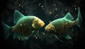 Constellation Pisces, zodiac. Fishes. AI generative. March