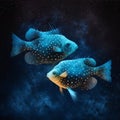 Constellation Pisces, zodiac. Fishes. AI generative. March