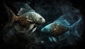 Constellation Pisces, zodiac. Fishes. AI generative. March Royalty Free Stock Photo