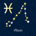 constellation Pisces zodiac horoscope astrology stars night illustration vector Royalty Free Stock Photo