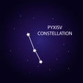 The constellation of Pyxis with bright stars. Vector illustration