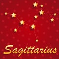 Constellation Sagittarius over red starry background Royalty Free Stock Photo