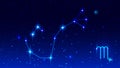 Constellation scorpio zodiac sign in blue night starry sky Royalty Free Stock Photo