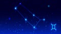 Constellation Twins in night starry sky. Zodiac sign gemini symbol