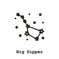 Constellation Ursa Major Big Dipper, Great Bear color icon thin line, linear, outline vector. Constellation Ursa Major, Big Royalty Free Stock Photo