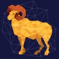 Aries zodiac golden vector sign on the dark blue background. Vector horoscope symbol aries for astrology predictions. Gold design Royalty Free Stock Photo