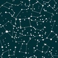 Constellations background, sky map, stars pattern. Vector Royalty Free Stock Photo