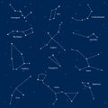 Constellations: cassiopeia, big dipper, cepheus, lyra, grus, cyg Royalty Free Stock Photo