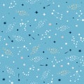Constellations and stars on blue background. Seamless pattern. Vector illustration Royalty Free Stock Photo