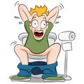 Constipated Man on Toilet Royalty Free Stock Photo