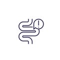 Constipation icon with bowel, line
