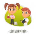 Constipation medical concept. Vector illustration.