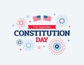 Constitution Day banner with fireworks and united states flags. September 17th national holiday Citizenship Day in USA