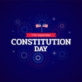 Constitution Day banner template with fireworks and text on dark blue background. September 17th Citizenship Day in USA