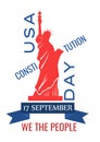 Constitution Day in United States is celebrated in September 17. Patriotic banner, poster, vector. Citizenship Day in