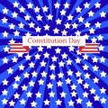 Constitution Day in the United States. 17 September. Blue rays, white stars, tape with the name of the event Royalty Free Stock Photo
