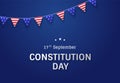 Constitution Day in USA banner design with bunting patriotic flags garland on blue background. - Vector illustration