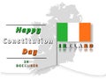 Happy Constitution Day of Ireland 29 December wishing card with flag and nation name