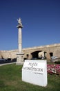 The Constitution Square is one of the main squares of Cadiz. On this square are the famous Earthen Gate and Earth Tower. Royalty Free Stock Photo