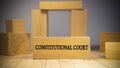 Constitutional court written on wooden surface. Law and state system. Concept created from wooden sticks Royalty Free Stock Photo