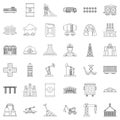 Constraction icons set, outline style