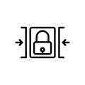 Black line icon for Constraint, blockchain and padlock