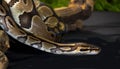 Constrictors Python on a black background also on tree Royalty Free Stock Photo