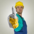 Construcion worker showing thumbs up sign