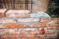 Construciton site details. Brick wall building details Royalty Free Stock Photo