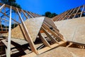 An construct wooden roofs beam from framework of trusses frames with rafters a joists Royalty Free Stock Photo