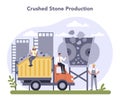 Constructin material production industry. Crushed stone production. Royalty Free Stock Photo