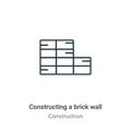 Constructing a brick wall outline vector icon. Thin line black constructing a brick wall icon, flat vector simple element