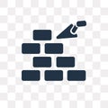 Constructing a Brick Wall vector icon isolated on transparent ba
