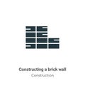 Constructing a brick wall vector icon on white background. Flat vector constructing a brick wall icon symbol sign from modern