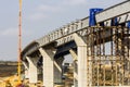 Constructing highway with crane