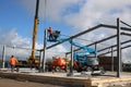Constructing steel framework new large building Royalty Free Stock Photo