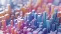Constructing visual elements from complex data, with 3D graphs growing in a wide format, Ai Generated