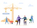 Construction Agreement Handshake Vector Illustration. Business Manager and Engineer have Building Partnership Contract