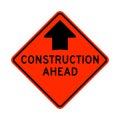 Construction ahead warning road sign Royalty Free Stock Photo